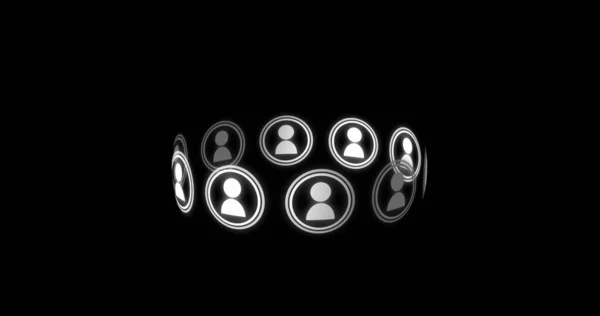 Иллюстрация Иконок Профиля Образующих Круг Черном Фоне Копирующее Пространство Концепция — стоковое фото