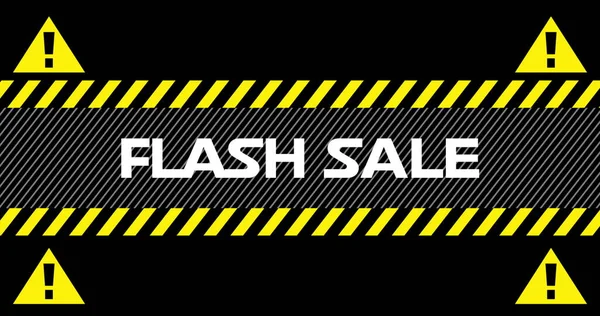 Image Flash Sale Text Industrial Ribbons Warning Signs Black Background — Stock Photo, Image