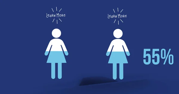 Ilustração Com Aprender Mais Texto Raios Sobre Fêmeas Fundo Azul — Fotografia de Stock