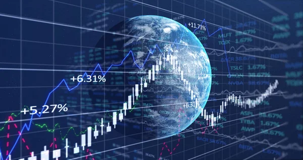 Imagen Diversos Datos Gráficos Procesados Todo Mundo Espacio Digital Marina — Foto de Stock