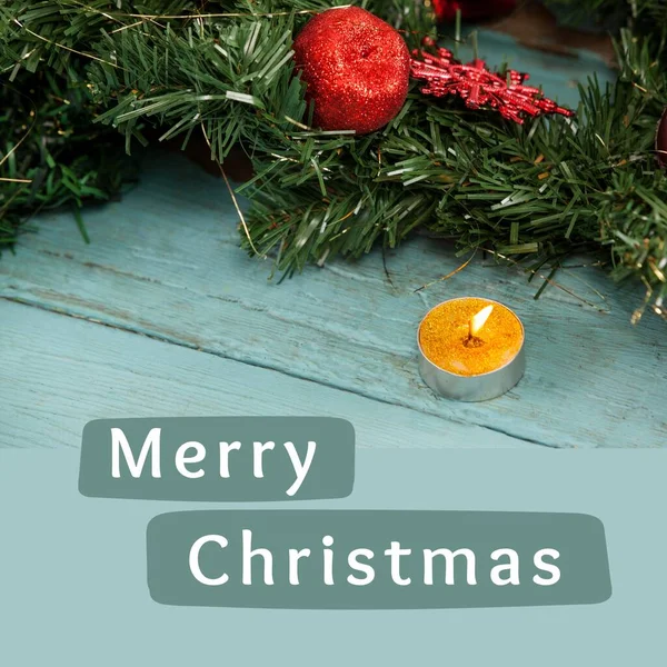 Mumla Yazılmış Mutlu Noel Mesajının Kompozisyonu Noel Gelenek Kutlama Konsepti — Stok fotoğraf