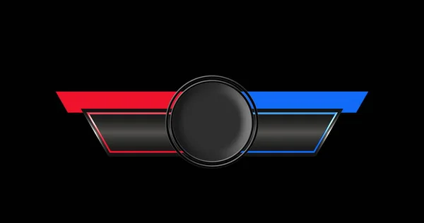 黒の背景にコピースペース 赤と青のリボンを持つ円の画像 スポーツ ゲーム コミュニケーションとバナーの概念 — ストック写真