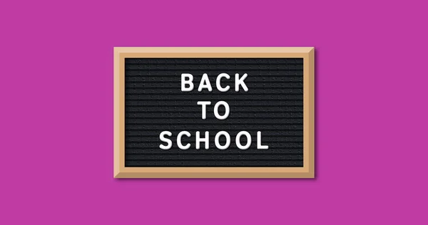 Bild Von Der Rückkehr Zur Schule Bord Auf Rosa Hintergrund — Stockfoto
