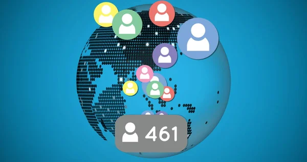 Imagen 461 Usuarios Iconos Todo Mundo Fondo Azul Redes Sociales —  Fotos de Stock