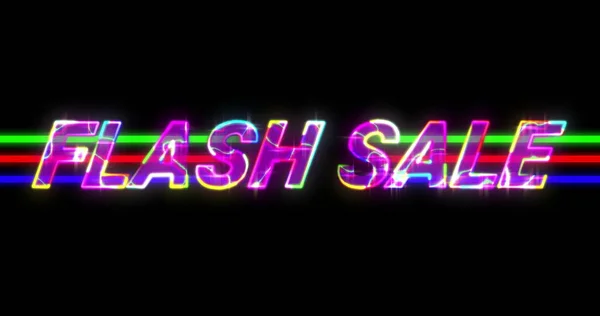 Imagem Neon Sale Publicidade Linhas Coloridas Contra Fundo Preto — Fotografia de Stock