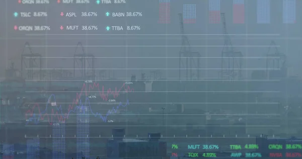 Afbeelding Van Finaciële Gegevensverwerking Stadsgezicht Global Business Financiën Gegevensverwerking Digitaal — Stockfoto