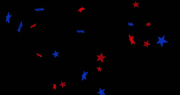 Изображение Синих Красных Звёзд Падающих Чёрный Фон Концепция Праздников Праздников — стоковое фото