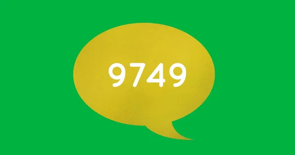 图片显示9749个绿色背景的通知 社交媒体 全球网络连接和技术概念 — 图库照片