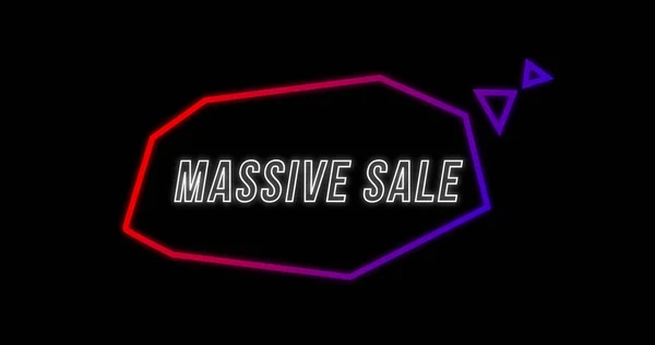 Image Massive Sale Advertisement Retro Eighties Concept Neon Shape Black — Stock Photo, Image