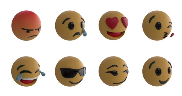 Imagem Diversos Emoticons Sobre Fundo Branco Mídia Social Comunicação Emoções — Fotografia de Stock