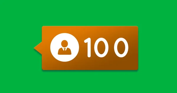 Kép 100 Felhasználóról Zöld Háttérrel Közösségi Média Kommunikáció Hálózat Technológiai — Stock Fotó