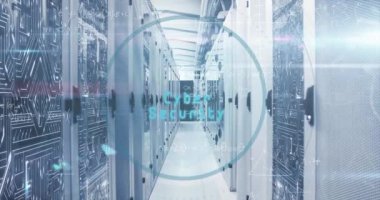 Bilgisayar sunucuları üzerinde bulut ve veri işleme ile kapsamın animasyonu. Küresel bulut hesaplama ve veri işleme kavramı dijital olarak oluşturulmuş video.