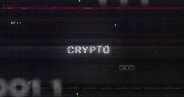 Bilgisayar ana kartından şifreli metin ve veri işleme animasyonu. Dijital olarak oluşturulmuş küresel çevrimiçi güvenlik, bilgisayar ve veri işleme kavramı.