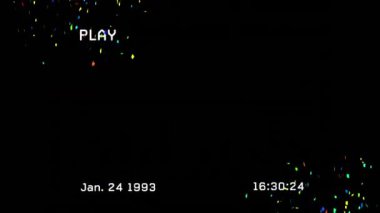 Titreyen neon dikdörtgenlerin animasyonu, havai fişeklerin üzerindeki dijital arayüz metni. Dijital olarak oluşturulmuş küresel sosyal medya, iletişim ve veri işleme kavramı.