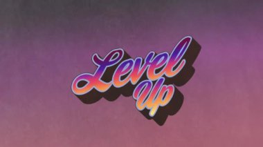 Mor arkaplandaki ışıklarla üst seviyenin canlandırılması. Oyunlar, iletişim ve teknoloji konsepti dijital olarak oluşturulmuş video.