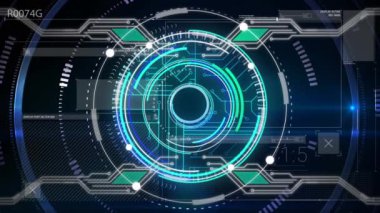 Dijital ekranda çember işleme animasyonu. veri işleme, dijital arayüz ve teknoloji konsepti dijital olarak oluşturulmuş video.