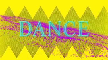 Şekiller üzerinde dans metninin animasyonu. Sosyal medya ve dijital arayüz konsepti dijital olarak oluşturulmuş video.