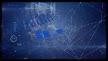 Kasetteki bağlantılarla ilgili grafiklerin ve finansal verilerin animasyonu. Veri işleme, dijital arayüz ve teknoloji konsepti dijital olarak oluşturulmuş video.