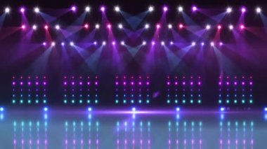 Işık noktalarının üzerindeki sahnenin animasyonu. Parti, kutlama ve dijital arayüz kavramı dijital olarak oluşturuldu.