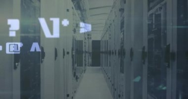 Animation of data processing over computer servers. Global computing and data processing concept digitally generated video.