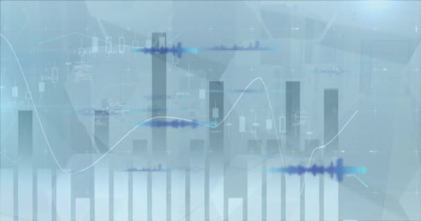 Finansal Veri Işlemenin Animasyonu Şehir Manzarası Istatistikleri Küresel Finans Veri — Stok video