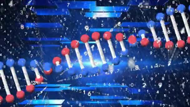 Animación Del Hilado Adn Procesamiento Datos Concepto Global Ciencia Investigación — Vídeo de stock