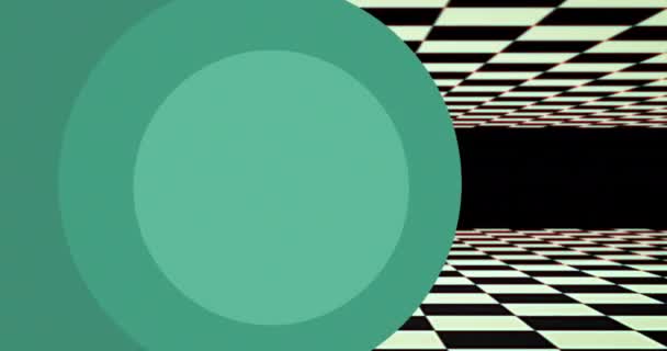 Animation Cercles Verts Sur Espace Numérique Noir Blanc Couleurs Formes — Video