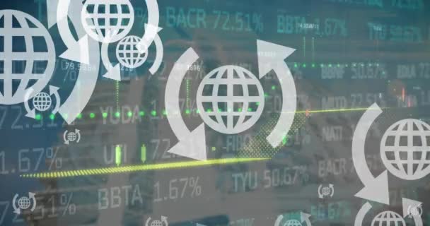 Animace Zpracování Finančních Údajů Statistiky Globálních Ikon Globální Koncepce Financování — Stock video
