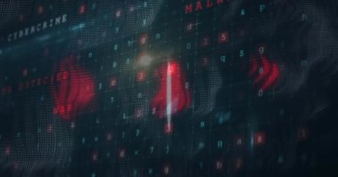 Dijital ekranda parmak izi ve veri işleme animasyonu. Ağ, dijital güvenlik ve teknoloji konsepti dijital olarak oluşturulmuş video.