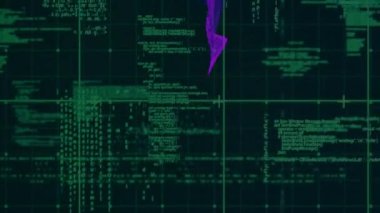 Siyah zemin üzerinde veri işleme dalgalarının animasyonu. Ağ, veri işleme, şekiller ve teknoloji konsepti dijital olarak oluşturulmuş video.