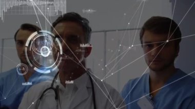 Kafkas doktor grubu üzerinden bağlantı ağının animasyonu. Küresel tıp kavramı dijital video oluşturuldu.