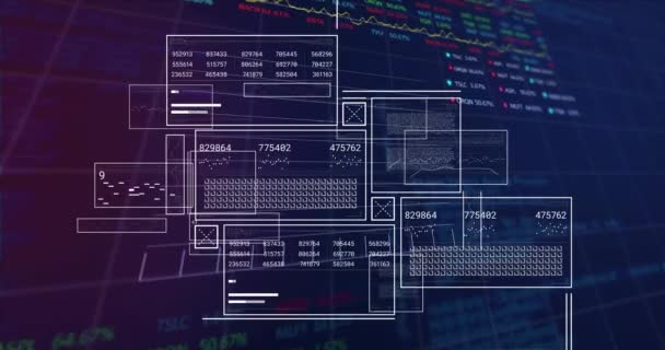 Animacja Przetwarzania Danych Finansowych Ciemnym Tle Koncepcja Globalnego Biznesu Finansów — Wideo stockowe