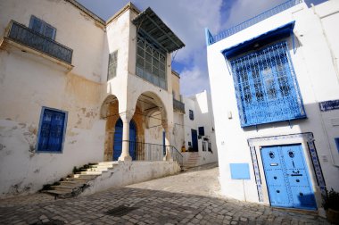 Street of Sidi Bou Said. UNESCO World Heritage clipart