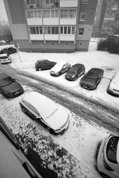 Chomutov Republika Czeska Grudnia 2021 Opel Astra Śnieżnej Ulicy — Zdjęcie stockowe