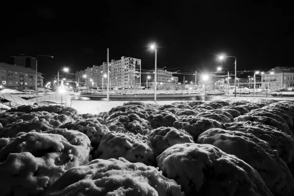 Chomutov Tsjechische Republiek Januari 2022 Palackeho Straat Nachts Besneeuwde Winter — Stockfoto