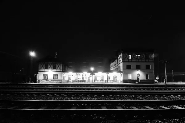 Vsetaty República Checa Enero 2022 Estación Tren Noche — Foto de Stock