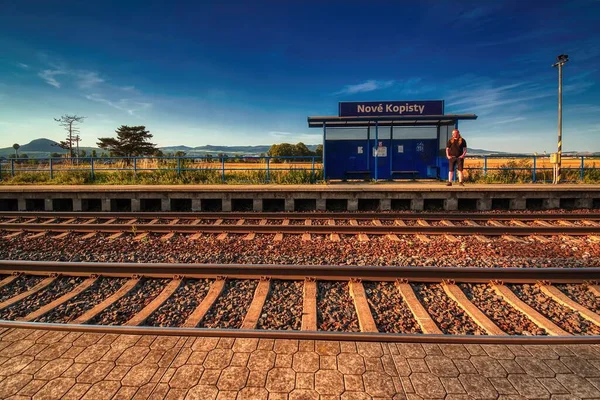 Nove Kopisty Czechia July 2022 Little Train Station Self Portrait — Stock Photo, Image