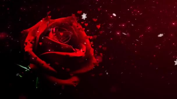 Background with red roses petals and hearts - a Royalty Free Stock