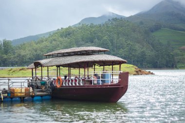 Empty Passengers Boat ready to ride on Munnar Lake, Kerala, India