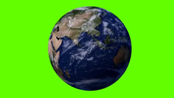 Ciclo Rotazione Della Terra Sullo Sfondo Dello Schermo Verde — Video Stock