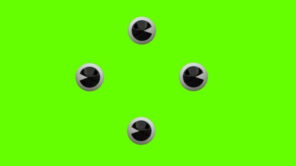 Funny Animation Four Eye Balls Reactions Cartoon Eyes Animation White — Stock videók