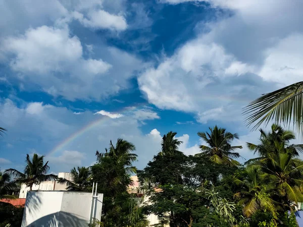 Beautiful Rainbow Blue Sky Chennai Cityscape — Photo