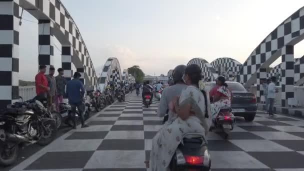 Chennai India July 30Th 2022 Chennai Napier Bridge Has Been — Stockvideo