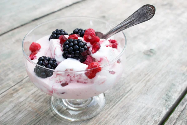 Icecream con frutta fresca — Foto Stock