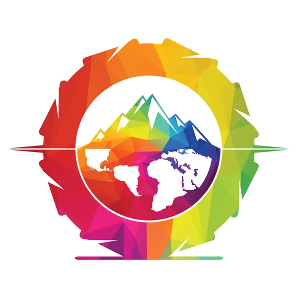 Jip Lastiği Dağ Logosu Uluslararası Tatil Konsepti Tasarımı — Stok Vektör