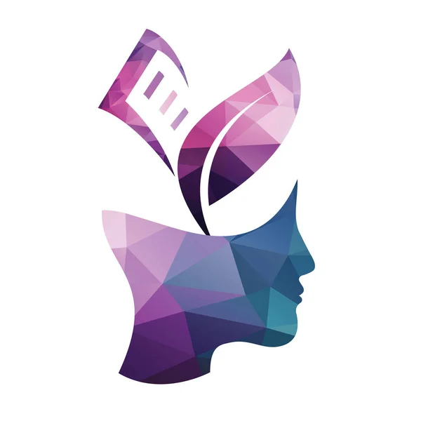 Cabeza Humana Con Concepto Logotipo Planta Libro Diseño Plantilla Cerebro — Vector de stock