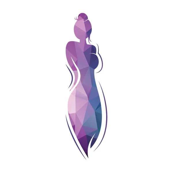 Belle Femme Mode Modèle Conception Logo Logo Beauté Naturelle Yoga — Image vectorielle