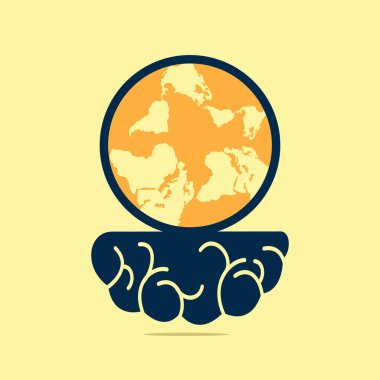 Küresel beyin logosu vektör tasarımı. Dünya çapında istihbarat kavramı.