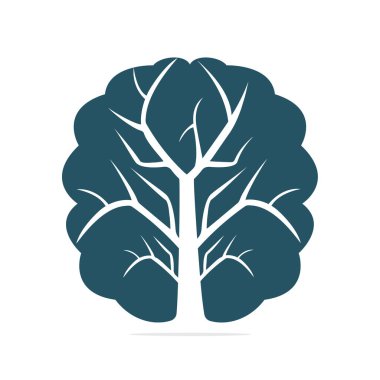 Modern beyin ağacı logosu tasarımı. Beyin eğitim logosu vektöründeki ağaç büyümesi.