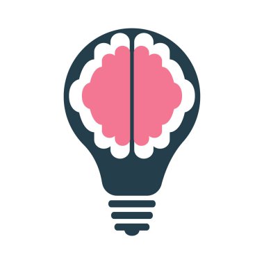 Ampul fikri olan yaratıcı beyin. Ben vektör. Logo vektör şablonunu düşün.